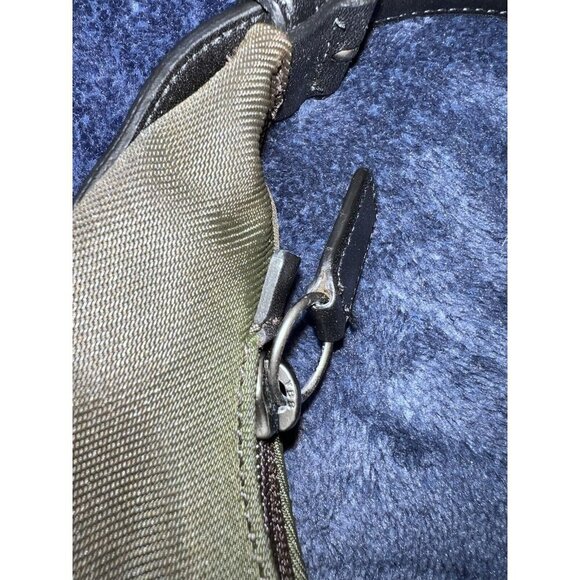 COACH Neoprene Nylon Dark Green Leather Handle Satchel Handbag - Picture 15 of 16